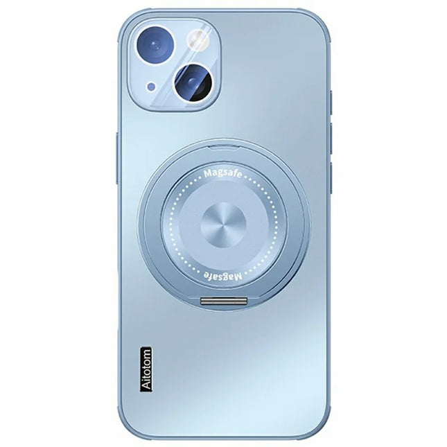 For iPhone 14 Case Compatible with MagSafe Kickstand TPU+PC Heat Dissipation Phone Cover - Blue