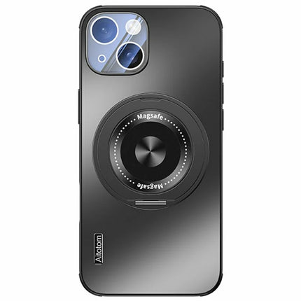 For iPhone 14 Case Compatible with MagSafe Kickstand TPU+PC Heat Dissipation Phone Cover - Black