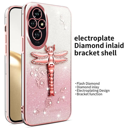 KADEM For Honor 200 5G Case Dragonfly Kickstand TPU Flowers Glitter Phone Cover