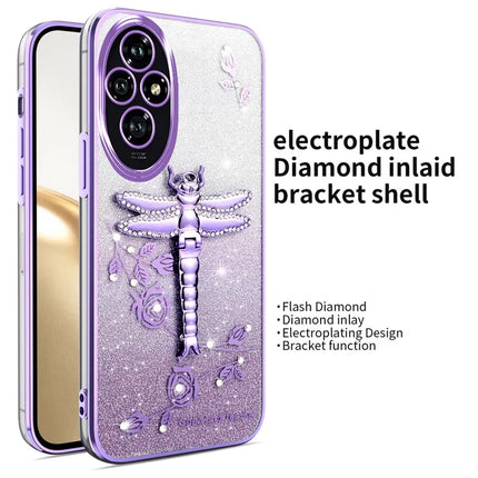 KADEM For Honor 200 5G Case Dragonfly Kickstand TPU Flowers Glitter Phone Cover
