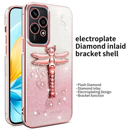 KADEM For Honor 200 Lite Case Dragonfly Kickstand TPU Flowers Glitter Phone Cover