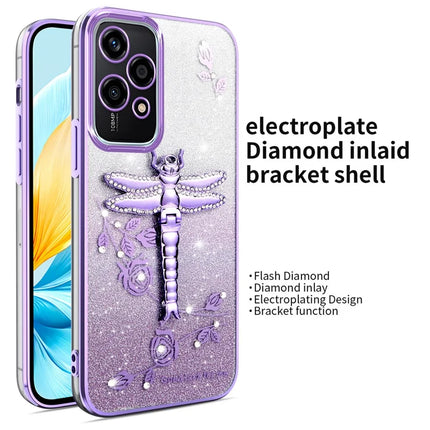 KADEM For Honor 200 Lite Case Dragonfly Kickstand TPU Flowers Glitter Phone Cover