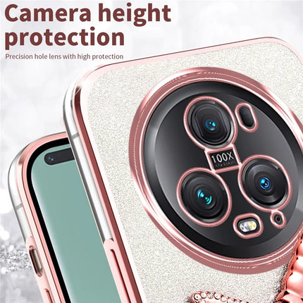 KADEM For Honor Magic5 Pro Case Dragonfly Kickstand TPU Flowers Glitter Phone Cover