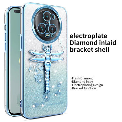 KADEM For Honor Magic5 Pro Case Dragonfly Kickstand TPU Flowers Glitter Phone Cover
