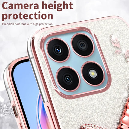 KADEM For Honor X6a 4G Case Dragonfly Kickstand TPU Flowers Glitter Phone Cover