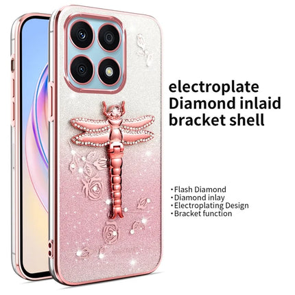 KADEM For Honor X8b 4G Case Dragonfly Kickstand TPU Flowers Glitter Phone Cover