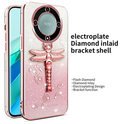 KADEM Case For Honor X40 5G / X9a 5G / Magic5 Lite 5G Dragonfly Kickstand TPU Flowers Glitter Phone Cover