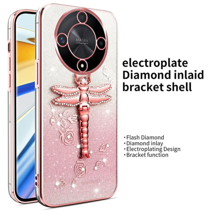 KADEM Case For Honor X9b 5G / X50 5G / Magic6 Lite 5G Dragonfly Kickstand TPU Flowers Glitter Phone Cover