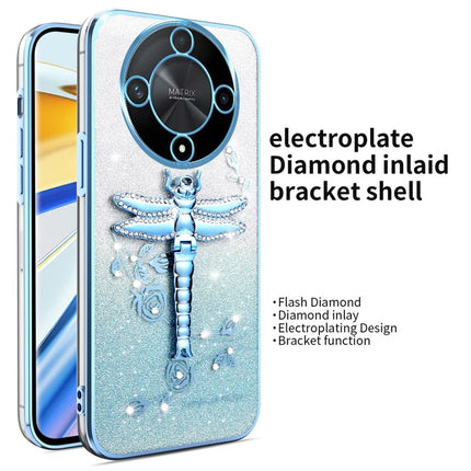 KADEM Case For Honor X9b 5G / X50 5G / Magic6 Lite 5G Dragonfly Kickstand TPU Flowers Glitter Phone Cover