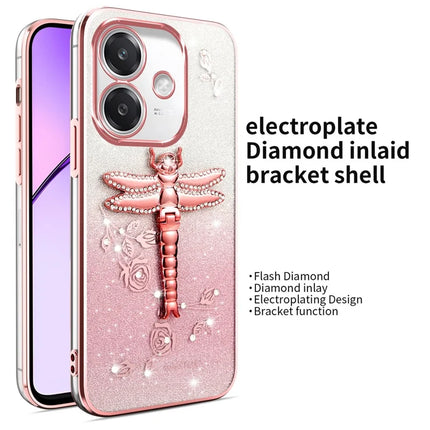 KADEM Case For Oppo A40 4G / A3x 5G / A60 5G Dragonfly Kickstand TPU Flowers Glitter Phone Cover