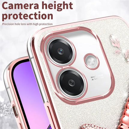 KADEM Case For Oppo A40 4G / A3x 5G / A60 5G Dragonfly Kickstand TPU Flowers Glitter Phone Cover