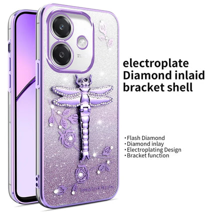 KADEM Case For Oppo A40 4G / A3x 5G / A60 5G Dragonfly Kickstand TPU Flowers Glitter Phone Cover