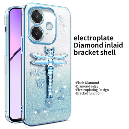 KADEM Case For Oppo A40 4G / A3x 5G / A60 5G Dragonfly Kickstand TPU Flowers Glitter Phone Cover