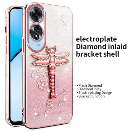 KADEM For Oppo A60 4G Case Dragonfly Kickstand TPU Flowers Glitter Phone Cover