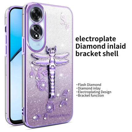 KADEM For Oppo A60 4G Case Dragonfly Kickstand TPU Flowers Glitter Phone Cover