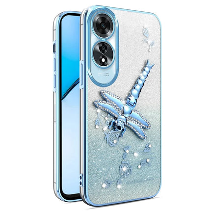 KADEM For Oppo A60 4G Case Dragonfly Kickstand TPU Flowers Glitter Phone Cover - Blue