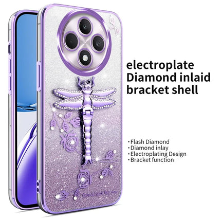 KADEM For Oppo Reno12 F 5G / F27 5G Case Dragonfly Kickstand TPU Flowers Glitter Phone Cover