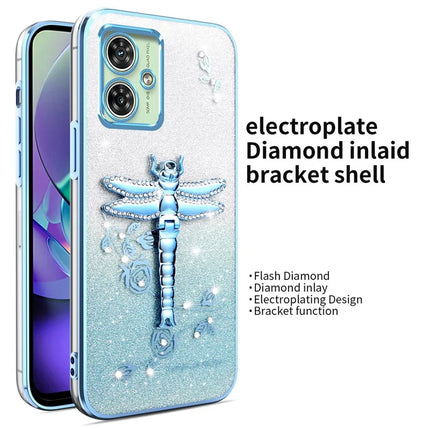 KADEM For Motorola Moto G64 5G / G54 5G Case Dragonfly Kickstand TPU Flowers Glitter Phone Cover