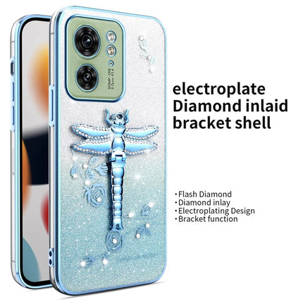 KADEM For Motorola Edge 40 5G Case Dragonfly Kickstand TPU Flowers Glitter Phone Cover