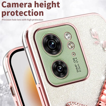 KADEM For Motorola Edge 40 5G Case Dragonfly Kickstand TPU Flowers Glitter Phone Cover