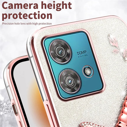KADEM For Motorola Edge 40 Neo 5G Case Dragonfly Kickstand TPU Flowers Glitter Phone Cover