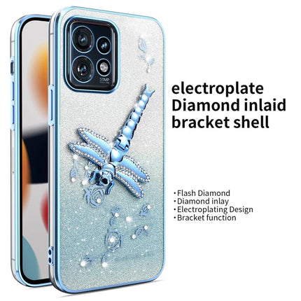 KADEM For Motorola Edge 40 Pro 5G Case Dragonfly Kickstand TPU Flowers Glitter Phone Cover