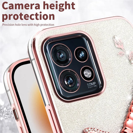 KADEM For Motorola Edge 40 Pro 5G Case Dragonfly Kickstand TPU Flowers Glitter Phone Cover