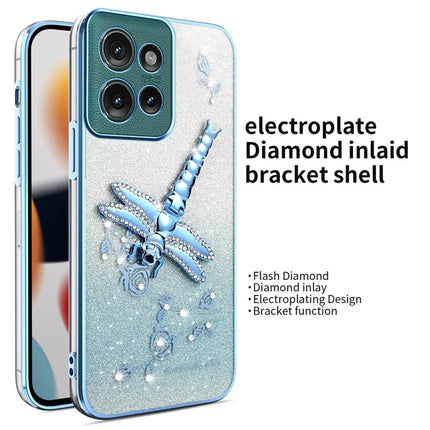 KADEM For Motorola Edge 50 5G Case Dragonfly Kickstand TPU Flowers Glitter Phone Cover
