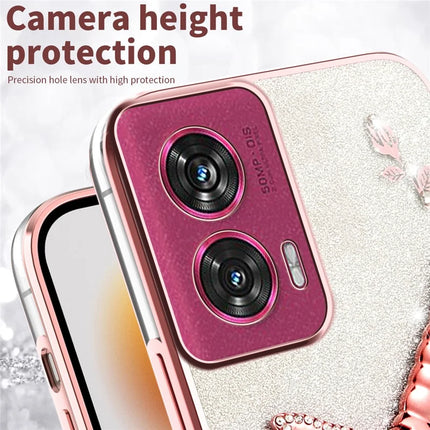 KADEM For Motorola Edge 50 Fusion 5G Case Dragonfly Kickstand TPU Flowers Glitter Phone Cover