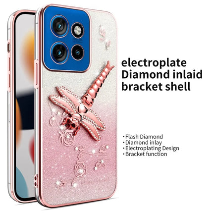 KADEM For Motorola Edge 50 Neo 5G / Moto S50 5G / Thinkphone 25 5G Case Dragonfly Kickstand TPU Flowers Glitter Phone Cover