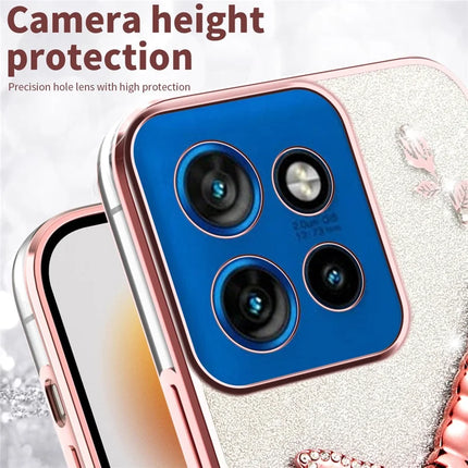 KADEM For Motorola Edge 50 Neo 5G / Moto S50 5G / Thinkphone 25 5G Case Dragonfly Kickstand TPU Flowers Glitter Phone Cover