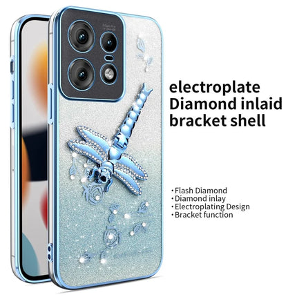KADEM For Motorola Edge 50 Pro 5G Case Dragonfly Kickstand TPU Flowers Glitter Phone Cover