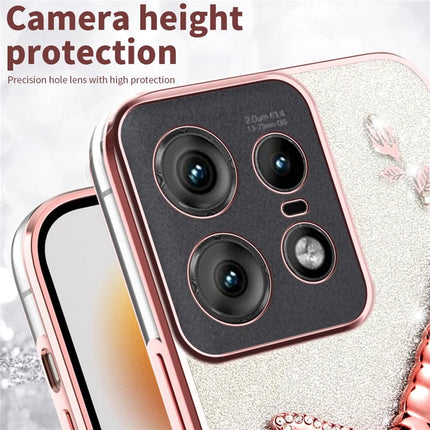 KADEM For Motorola Edge 50 Pro 5G Case Dragonfly Kickstand TPU Flowers Glitter Phone Cover