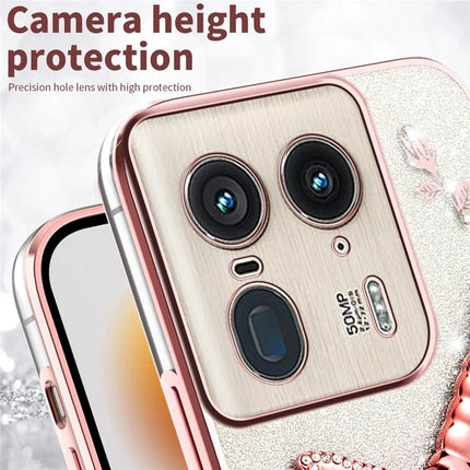 KADEM For Motorola Moto X50 Ultra 5G / Edge 50 Ultra 5G Case Dragonfly Kickstand TPU Flowers Glitter Phone Cover