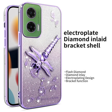 KADEM Case For Motorola Moto G45 5G / G35 5G / G34 5GDragonfly Kickstand TPU Flowers Glitter Phone Cover