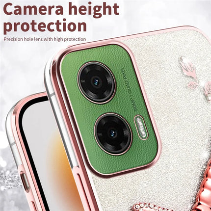 KADEM Case For Motorola Moto G45 5G / G35 5G / G34 5GDragonfly Kickstand TPU Flowers Glitter Phone Cover