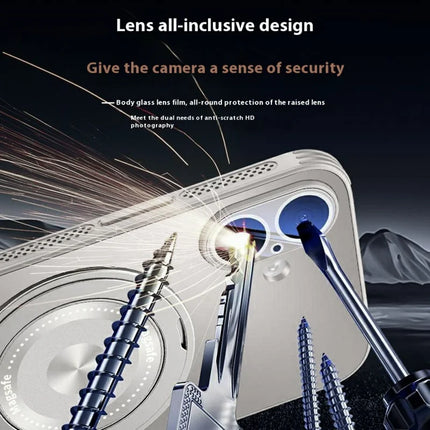 For iPhone 16 Plus Case Compatible with MagSafe Kickstand TPU+PC Heat Dissipation Phone Cover
