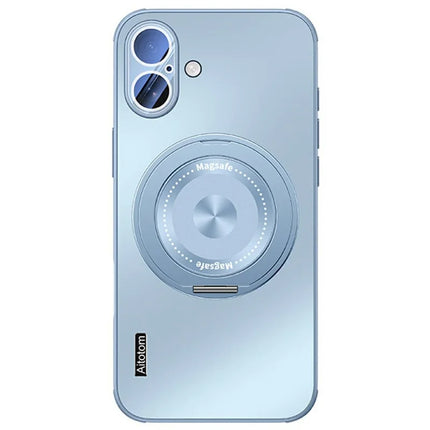 For iPhone 16 Plus Case Compatible with MagSafe Kickstand TPU+PC Heat Dissipation Phone Cover - Blue