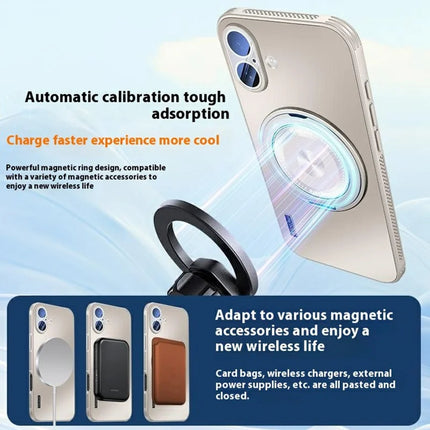 For iPhone 16 Plus Case Compatible with MagSafe Kickstand TPU+PC Heat Dissipation Phone Cover