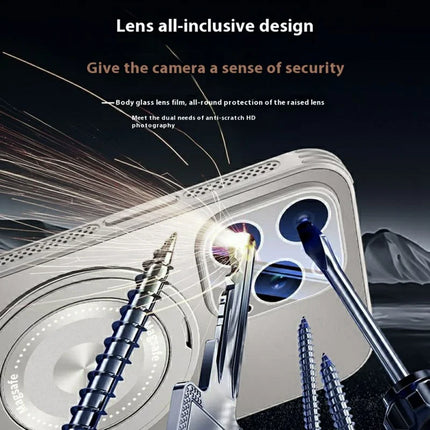 For iPhone 16 Pro Max Case Compatible with MagSafe Kickstand TPU+PC Heat Dissipation Phone Cover