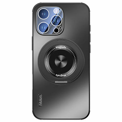 For iPhone 16 Pro Max Case Compatible with MagSafe Kickstand TPU+PC Heat Dissipation Phone Cover - Black