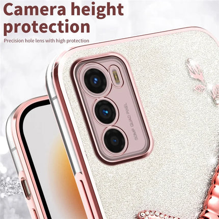 KADEM For Motorola Moto G42 4G Case Dragonfly Kickstand TPU Flowers Glitter Phone Cover
