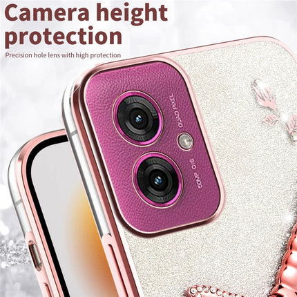 KADEM For Motorola Moto G55 5G Case Dragonfly Kickstand TPU Flowers Glitter Phone Cover