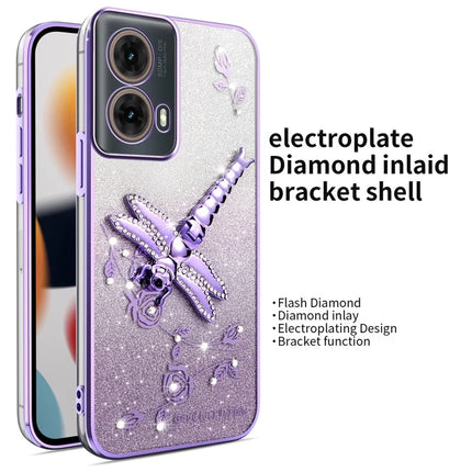 KADEM For Motorola Moto G85 5G / S50 Neo 5G Case Dragonfly Kickstand TPU Flowers Glitter Phone Cover