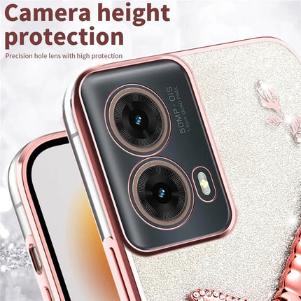 KADEM For Motorola Moto G85 5G / S50 Neo 5G Case Dragonfly Kickstand TPU Flowers Glitter Phone Cover