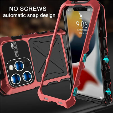 For iPhone 16 Pro Max Case Silicone + Metal Kickstand Anti Drop Three-Layer Protection Cover