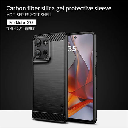 MOFI JK TPU Series-1 For Motorola Moto G75 5G Case Carbon Fiber Texture TPU Soft Phone Cover