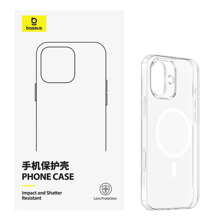 BASEUS Crystal Series For iPhone 16 Clear Case PC+TPU Cover Compatible with MagSafe (Touch Button Version)