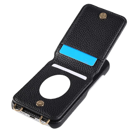 For iPhone 16 Plus Case with Card Holder, Shoulder Strap PC+TPU Ring Kickstand Phone Back Cover