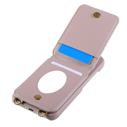 For iPhone 16 Plus Case with Card Holder, Shoulder Strap PC+TPU Ring Kickstand Phone Back Cover